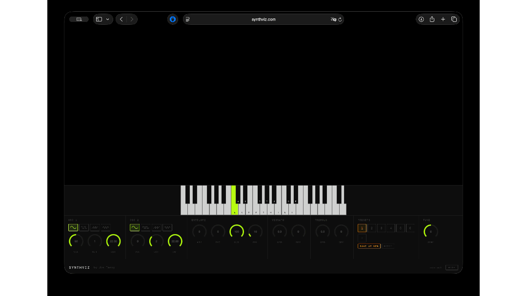 SynthViz in action — 3D visualizer responding to MIDI