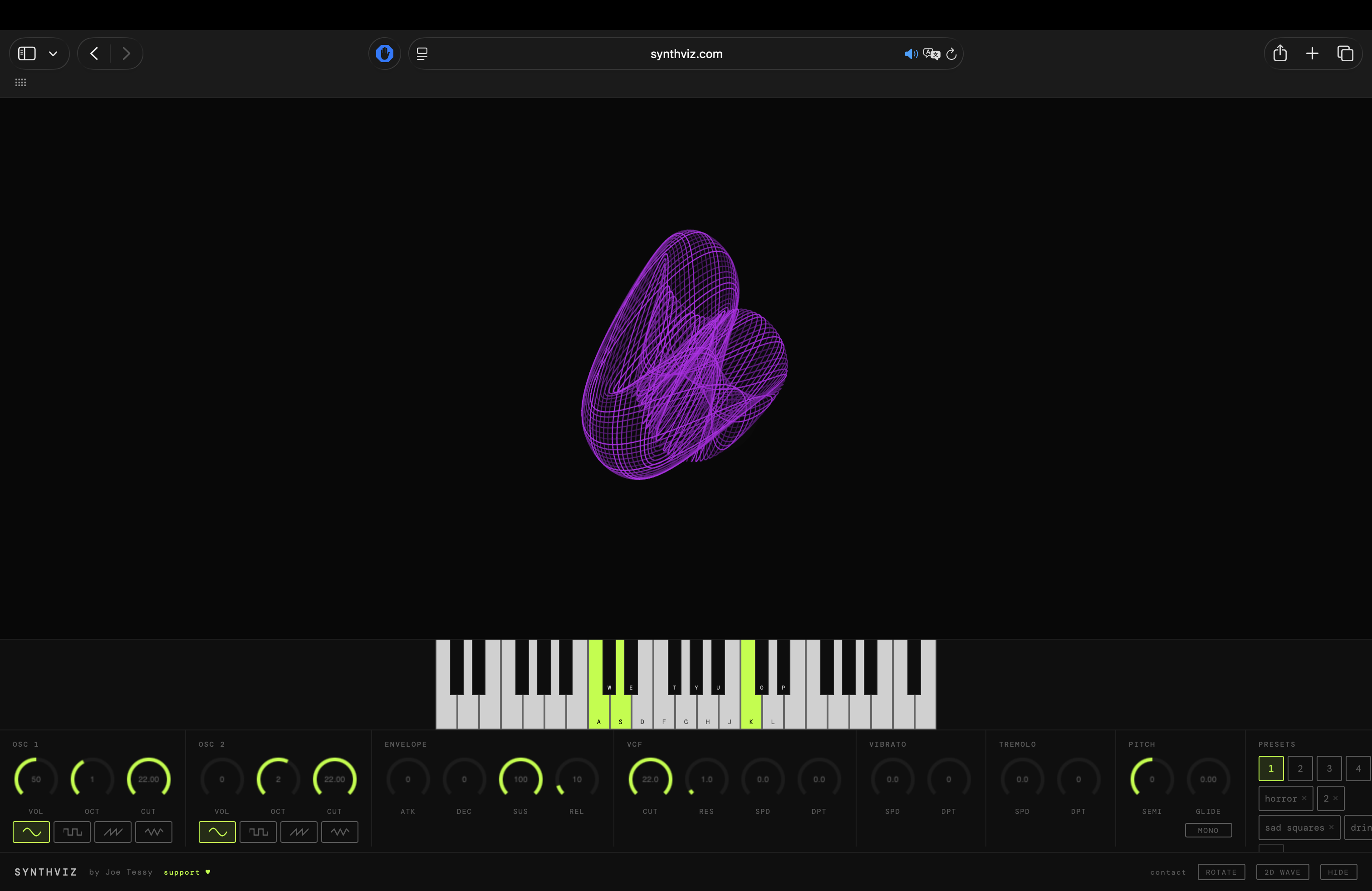 SynthViz 3D wave visualizer